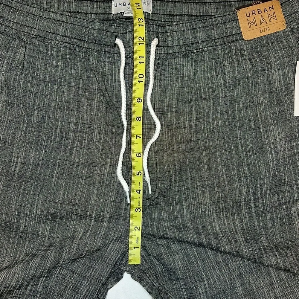 Urban Man Men’s Grey Elastic Waist Drawstring Shorts Size XL